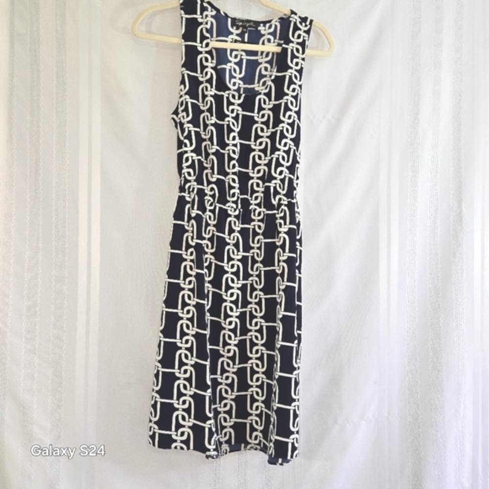SPIEGEL SLEEVELESS CASUAL BLUE/WHITE ROPE PRINT DRESS SIZE 10